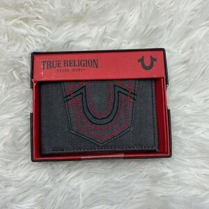 NEW Y2K True Religion black wallet with red stitching